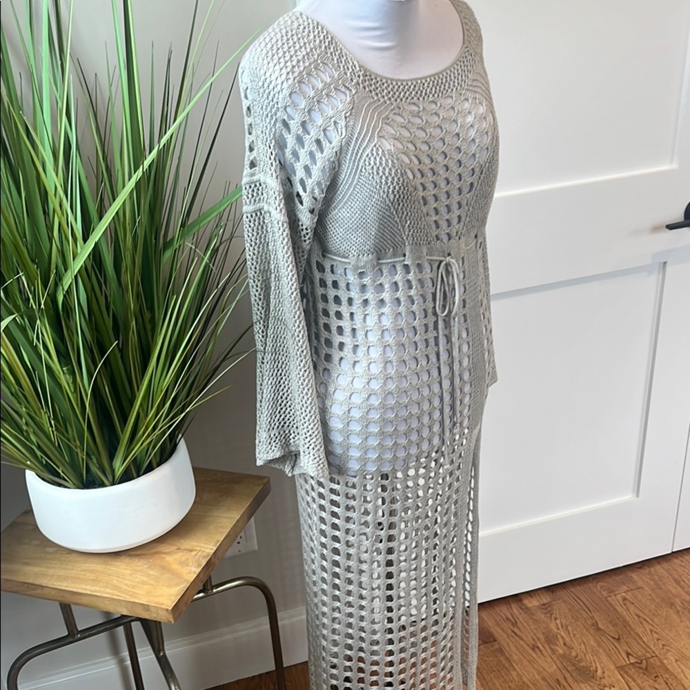Gray Crochet Knit Festival Dress